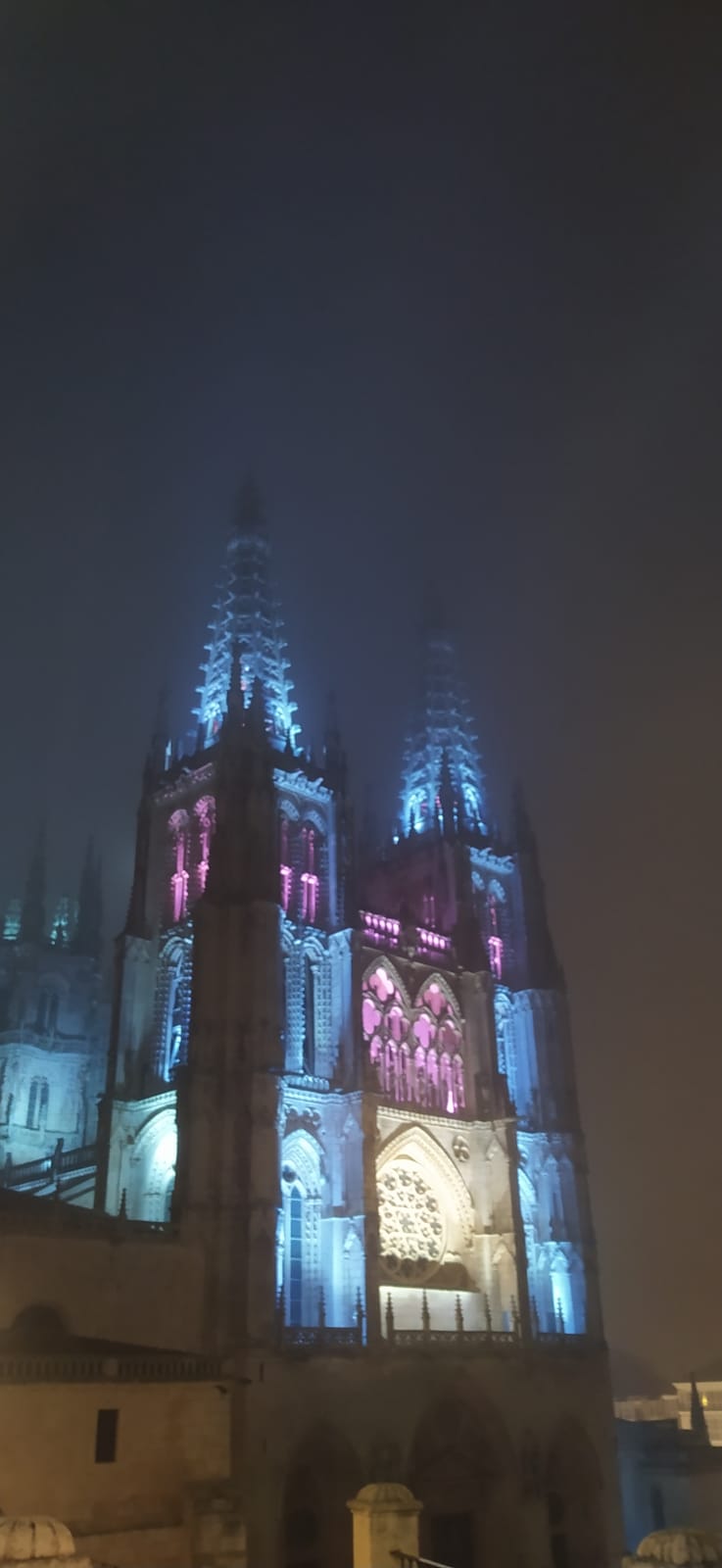 Catedral de Burgos entre la niebla nocturna